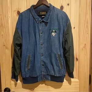 Vintage‎ Cobra Denim and Green Bomber Jacket 90’s Men’s Size Large